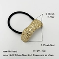 Elegant gold textured U-shape hair tie with black elastic band for women - Sand Gold Type 2
