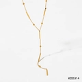 Minimalist Y-shaped necklace with gold beads and vertical bar pendant in golden finish - Gold (KDD314)