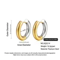 Two-tone titanium steel hoop earrings in gold and silver finish with 24mm outer diameter - 5.0*14mm / Two Colors