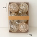 Set di sei palline natalizie da 8cm color champagne e oro in confezione regalo trasparente - 8cm (Confezione da 6) / Serie Champagne