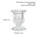 Mini vintage glass candle holder with diamond-cut pattern, 6cm height and 4.5cm width - Diamond Pattern Floral Base Glass Candle Holder