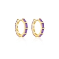 925 sterling silver hoop earrings in gold finish featuring rectangular purple zircon stones - 925 Silver / Gold (Purple Stone)