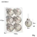 Set di 6 palline di Natale iridescenti da 6cm con fiocchi d'argento in box - 6CM Pallina Iridescente Grigia con Glitter