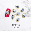 Cristal azul gota con borde dorado 7x10mm para decoración de uñas y diseños de nail art - Marco Dorado-Gota de Agua-Azul(6915)