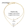 Collana a doppio strato in acciaio al titanio dorato con due perle bianche e dimensioni - Stile Perla Barocca Doppio Strato Oro (JDN2305027)