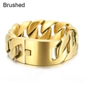 Gouden geborstelde 31mm dikke roestvrijstalen Cubaanse armband voor heren met gesp - 20cm / Geborsteld Goud