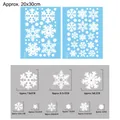 Detailed size chart for Christmas snowflake window stickers featuring varied patterns - BQ391