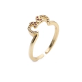 Anello a farfalla dorato regolabile con zirconi rossi e bianchi su sfondo bianco - Aperto Regolabile / Oro