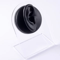Professional black silicone ear model with clear acrylic display stand for body piercing - Black-Right Ear