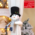 Christmas snowman curtain tieback with black hat and blue striped scarf on curtains - Snowman - Striped Scarf (006-B)