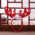 Christmas reindeer antler headband in red felt with gold bells and white snowflake prints - Red Feather Antlers