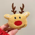 Plush Christmas reindeer brooch badge with red nose and embroidery for festive gifts - Reindeer Brooch