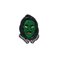 Halloween scary green face ghost brooch with black headscarf and sparkling rhinestones - Green Face (CZ2155-3)