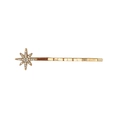 Golden bobby pin featuring an eight-pointed star design set with white rhinestones - Bright Gold Small Star