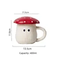 Linda taza de cerámica de hongo rojo con tapa y asa, capacidad 400ml para casa - Taza Con Forma De Hongo Tz-306