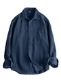 Camicia da uomo in velluto a coste blu scuro con maniche lunghe e taschino sul petto - XS / Tops / Blu navy