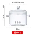 Olla de 1500ml de vidrio borosilicato con tapa y asa plateada, 14,5cm de diámetro - 1500ml / Asas laterales