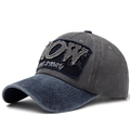 Gorra de béisbol vintage de algodón lavado gris oscuro y azul con bordado de letras - Ajustable / Marino/Gris