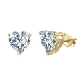 Herzschliff-Zirkonia-Ohrstecker aus S925 Sterlingsilber mit edler Goldbeschichtung - 5mm (0.5ct) / Gold