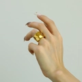 French style gold-plated stainless steel chunky dome ring for women in minimalist style - US 9 / Gold