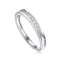 Verstellbare 925 Silber Paar Ringe mit gedrehtem Design und funkelnden Zirkonia-Steinen - Einstellbar Offen / In Liebe Ertrinken - Damen