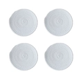 Set of 4 white round braided cotton coasters with textured spiral woven design - Cotton White