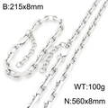 Set collana e bracciale a catena a graffetta in acciaio inossidabile placcato oro 18K - Bracciale / Color Acciaio