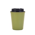 Eco-friendly wheat straw coffee mug in green with a black leak-proof flip lid - Green