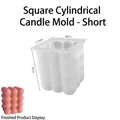 Stampo per candele a bolle quadrate in silicone bianco con campione di cera rosa - Pilastro Quadrato - Corto / Bianco Semitrasparente