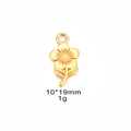 Golden stainless steel sunflower pendant charm 10x19mm for DIY jewelry making - Sunflower / Gold
