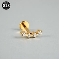 Piercing lèvre en titane G23 doré avec zircons incurvés et disque plat arrière - Multi-Pierres Courbées / 1.2x8mm / Or