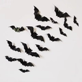 3D Halloween decorative black PVC bat wall stickers set with 15 pieces of various sizes - Halloween Black Bat / 16Pcs Pack