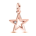 Rosegoldener Anhänger in Form eines Fünfecks mit funkelndem weißem Edelstein - Roségold Zirkonia-Stern (5988952208336)