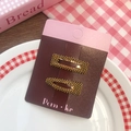 Set of two gold beaded hair clips in rectangular and teardrop shapes on display card - 2 Pcs/Set / Gold