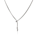 Silver-colored snake-style Y-necklace with box chain and zircon-inlaid slide clasp - 40+5cm / Silver Style 3 (S-Shape)