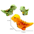 Mini green and yellow cartoon dinosaur friction cars with detailed measurements - Style E - Green Cracked Dinosaur (7.2x2.5x4.7cm)