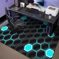 Gaming-Stuhlmatte mit cyanfarbenem Wabenmuster und Anti-Rutsch-Silikonboden - Dunkelblaue Wabenstruktur (rechteckig) / 90*120cm