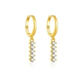 Elegante vergoldete S925 Sterlingsilber Creolen mit fünf funkelnden Zirkonia-Steinen - Weißer Zirkonia / 18K Gold