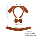 Brown plush puppy costume set with dog ears headband, bow tie, and long tail accessory - Dark Brown / 3-Piece Set