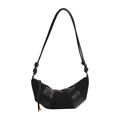 Borsa a tracolla nera a mezzaluna vintage in pelle e camoscio con cinturino a nodi - Nero