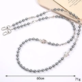 Grey acrylic pearl and crystal bead crossbody mobile strap with metal clasps - Crossbody / Grey Silver Beads (K194)