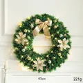 45cm Christmas wreath with golden bow, white glitter flowers and warm LED lights - 45CM Christmas Flower Style (No Light)