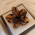 Deep amber translucent plumeria hair claw clip made of premium resin for women - Amber [8cm Large]