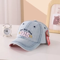 Light blue denim baseball cap for kids with pink Miami Beach embroidery details - 50-54CM, Adjustable / 1915 Pink