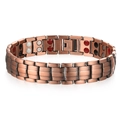 Men's antique copper magnetic therapy bracelet with double row healing bio-magnets - Bracelet 11 (Bronze/Multicolor Elements)