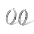 5mm zilveren roestvrijstalen creolen met een gegraveerd tarwepatroon voor dames - Zilveren Creolen / 30MM