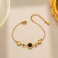 Elegante bracciale in oro 18KGP con dischi di numeri romani e inserti in madreperla - Bracciale Romano (909)