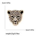 Grote vintage gouden luipaard broche met witte strassteentjes en zwarte emaille details - Goud