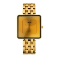 Elegant gold square quartz watch with a minimalist black dial and metal chain strap - Large / Full Gold Color