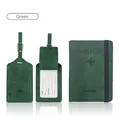 Deep green PU leather passport holder and luggage tag set with elastic strap detail - Set / Green